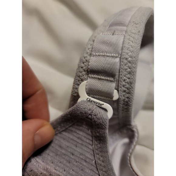 Glamorise Sport Double Layer Custom Control Bra - White/Gray - 44D - Picture 2 of 7